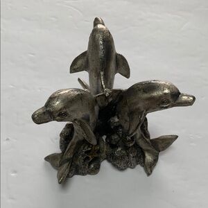 Trio of Silver Dolphins Figurine